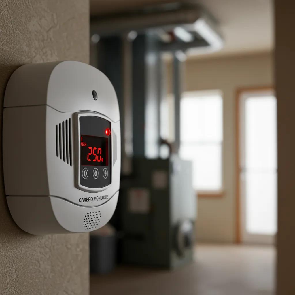 A carbon monoxide detector prominently displayed in a home, highlighting safety measures