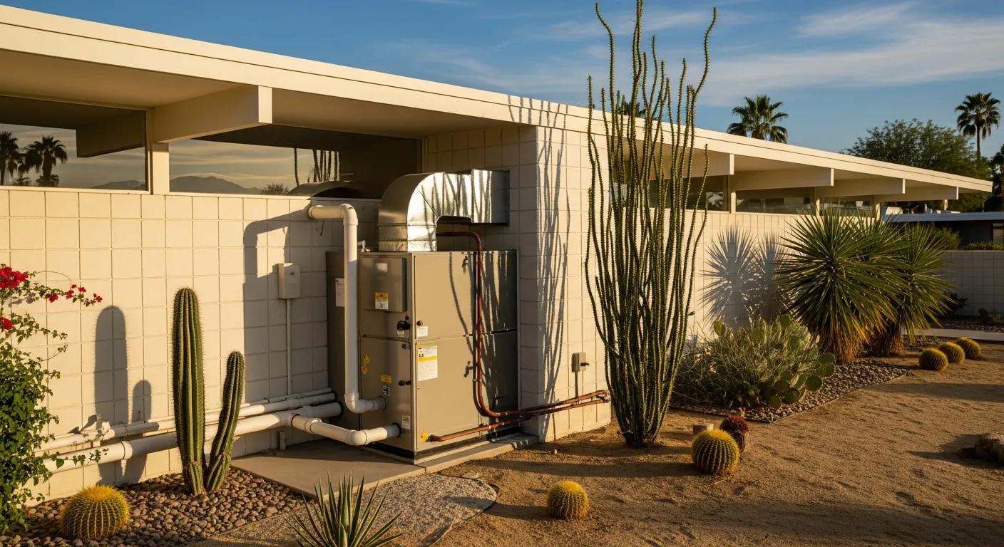 HVAC Blog 2 Coachella Valley home prepped for winter heating with furnace visible