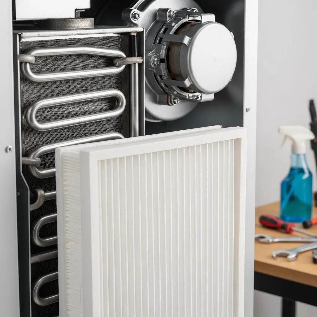 Close view of clean furnace parts showing how seasonal maintenance improves energy efficiency